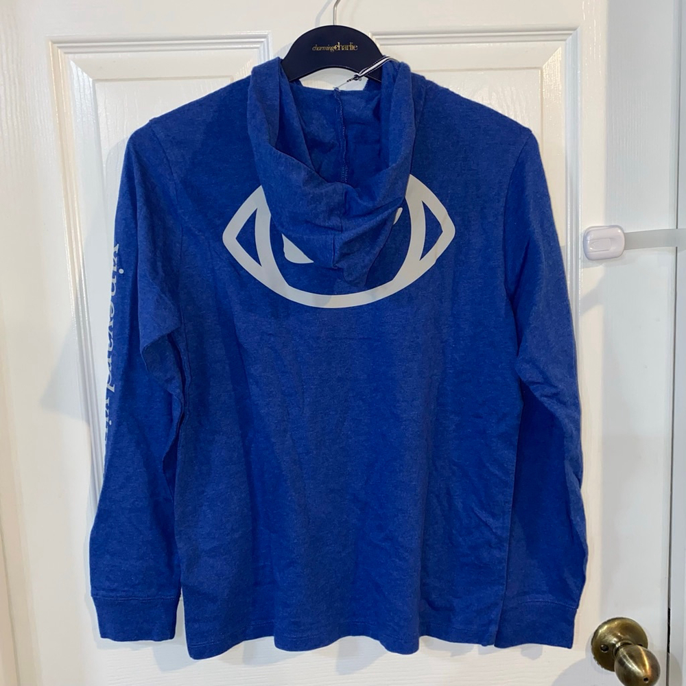 Boys Vineyard Vines Hoodie Tee M Heather Blue with White Football Logo NWT - Picture 4 of 7